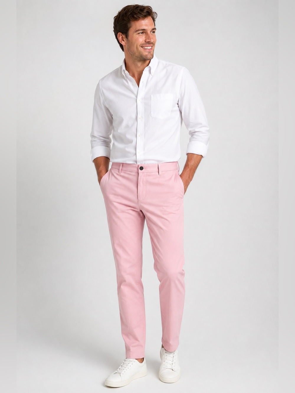 NWT J. Hilburn Men’s Pink Cotton Stretch Chino Pants – W32
